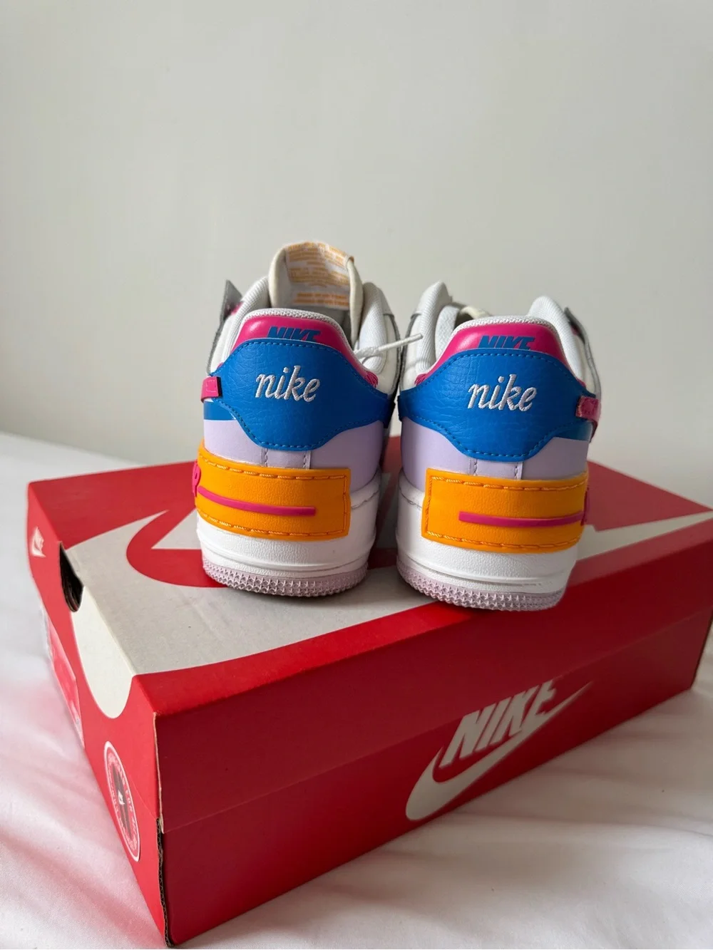 Nike women air max sc Sneakers — White with Pink, Blue & Orange Accents 7.5 size